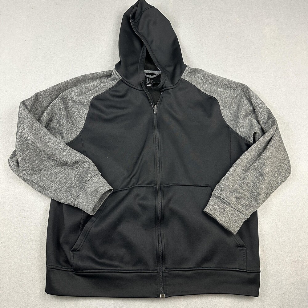 Adidas Climawarm Hoodie Men XL Black Gray Full Zip Fleece Sweatshirt Training *